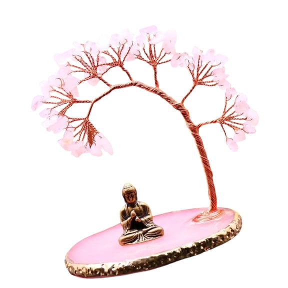 lanema Money Tree Buddhas Statue and Crystal Tree Yogas Meditations Decors Wealth Luck