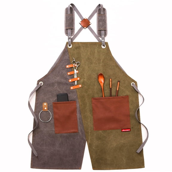 lanema Multi Purpose Canvas Work Apron with Adjustable Straps for Woodworking Painting