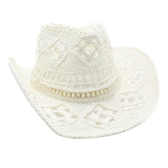 lanema Musical Festival Top Hat Summer Sun Protective Cowboy Hat Hollow Out Straw Cap