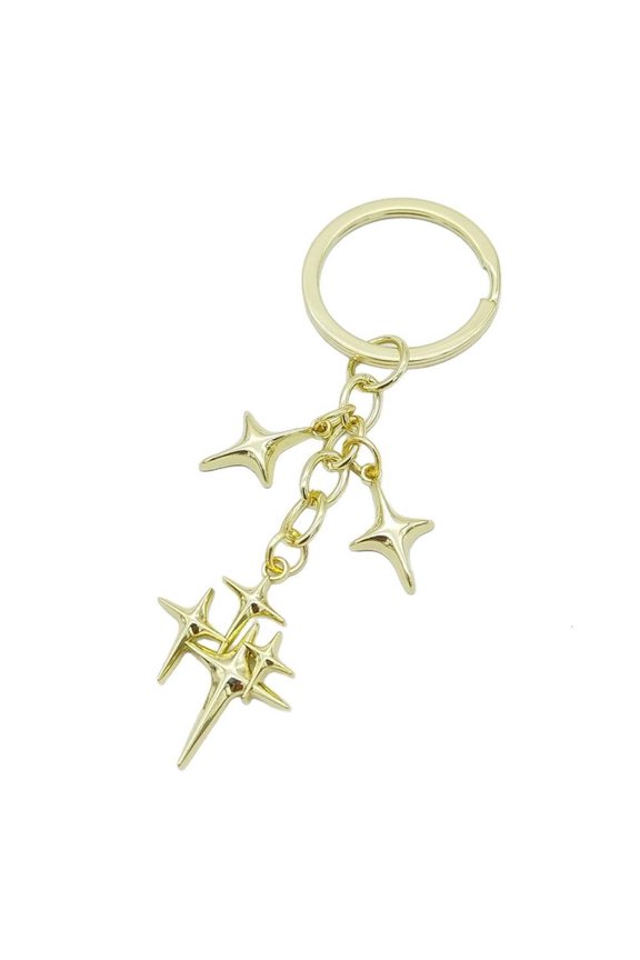 Mysterious Moon and Star Keyring with Openwork Design Premium Alloy Keyrings Jewelry for Her Daily Use