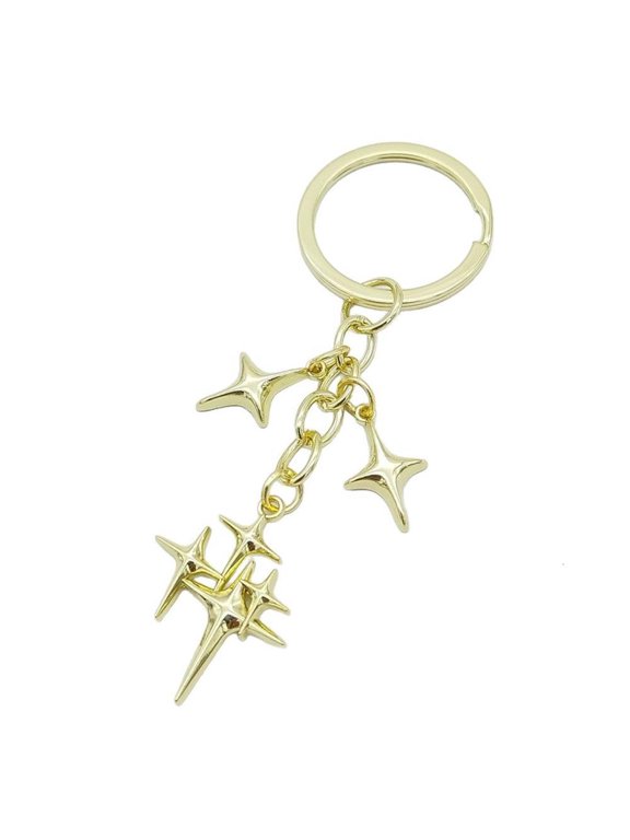 Mysterious Moon and Star Keyring with Openwork Design Premium Alloy Keyrings Jewelry for Her Daily Use
