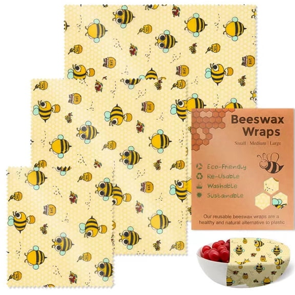 lanema Natural Freshness Wrap Set of 3 Washable Beeswaxs Infused Cloth for Food