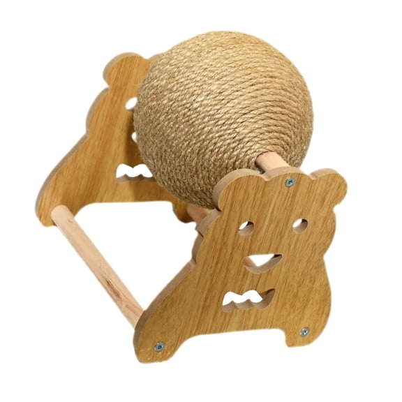 lanema Natural Sisal Rope Scratcher Ball Scratching Post For Pet Cats Rabbits And Ferrets With Rotating Design And Wooden Base