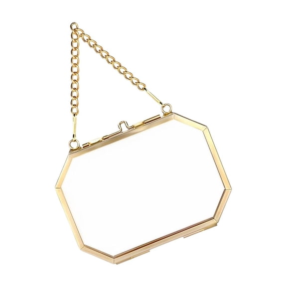 lanema Octagonal Pressed Flower Frame Golden Floating Photo Frame Metal Hanging