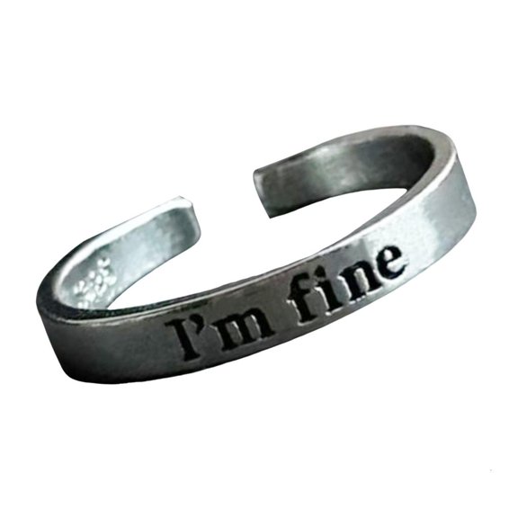 lanema Opening Adjustable Couple Rings Adjustable Engraved Words Alloy Rings Accessory for Daily Wear Or Special Occasions