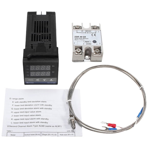 lanema PID Temperature Controller Meter Indicator,220V PID Thermostat with K Thermocouple 40A SSR 0℃~400℃ Display