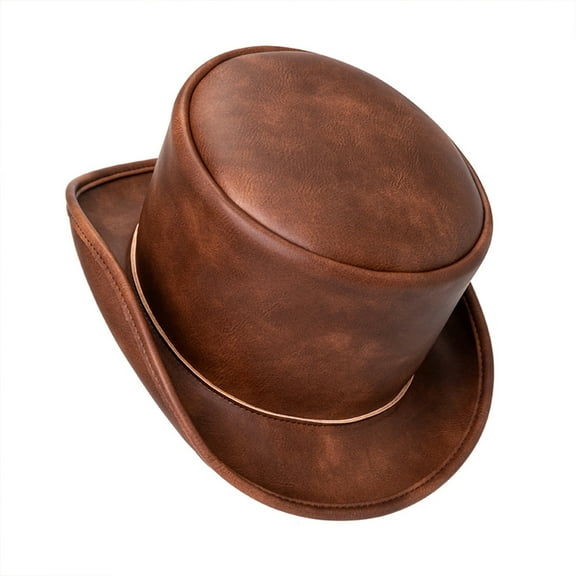lanema PU Derby Hat Gentleman Magician Props for Rave Party Kids Show
