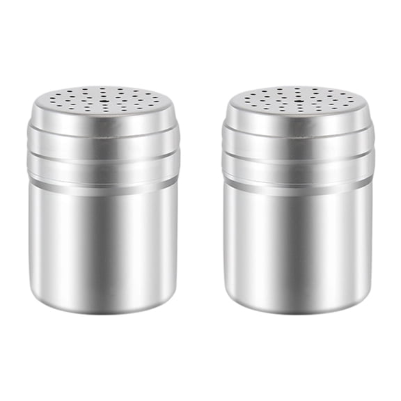 lanema Pack of 2 Stainless Steel Spices Container with Sealed Lid for Barbecue and Kitchen Storage Powdered Sugar Shaker