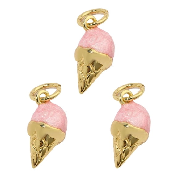lanema Pack of 3 Portable Ice Cream Popsicles Charm Eye Catching Gold Plated Cake and Treat Charm for Craft Projects