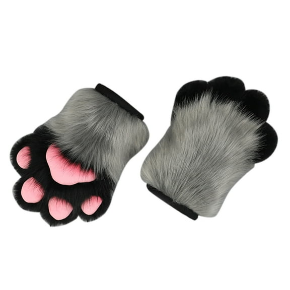 lanema Paw Gloves Cosplays Wolf Bear Paw Plush Mittens for Women Girls