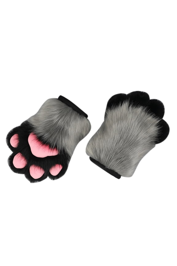 Paw Gloves Cosplays Wolf Bear Paw Plush Mittens for Women Girls