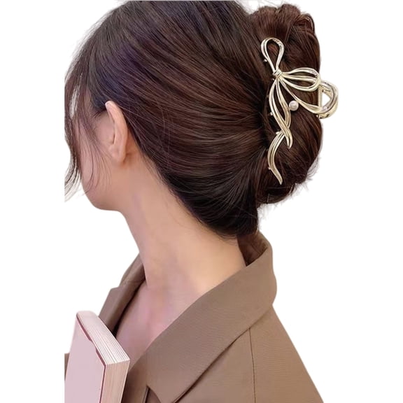 lanema Pearls Bowknot Hair Claw Clip For Women Barrette Slip Resistant Hair Accessory Elegant Design Styling