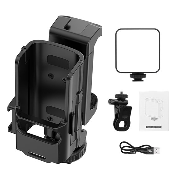 lanema Phone Teleprompter Stand Phone Clip Grip with Cold Shoe for Pocket 3 Gimbal