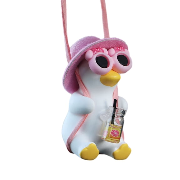 lanema Pink Swing Duck Car Decoration Pendant Auto Rearview Mirror Hanging Ornament