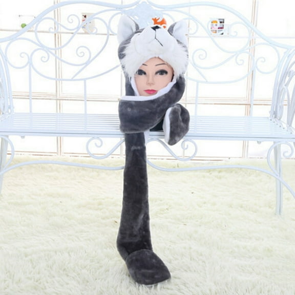 lanema Plush Hat Novelty Cap costume Beanie With Long Paws-Wolf