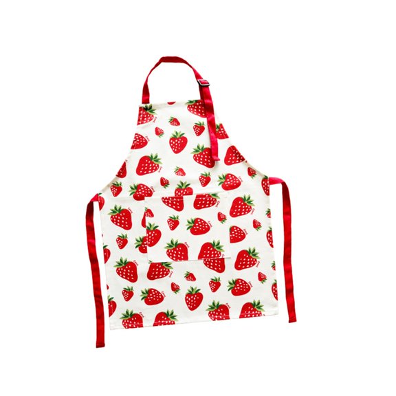 lanema Popular Strawberry Print Kitchen Apron For Children Cooking Baking Classroom Use