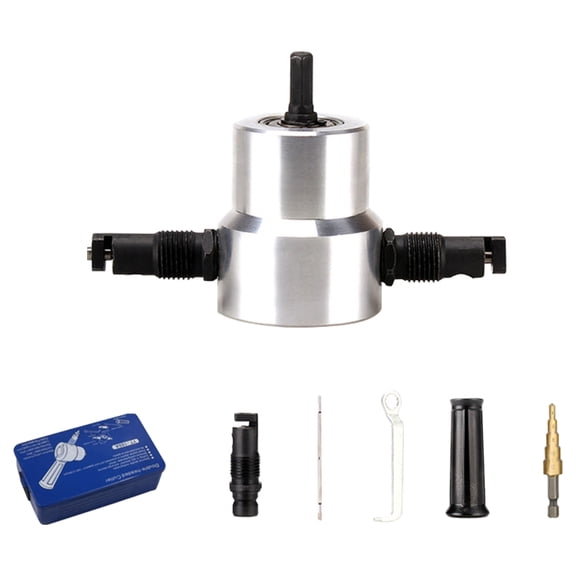 lanema Professional Double Head Metal Bedspread Nibbler Cutter Drill 360 Degree Rotations Frees Cutting Tool for Metal Plate