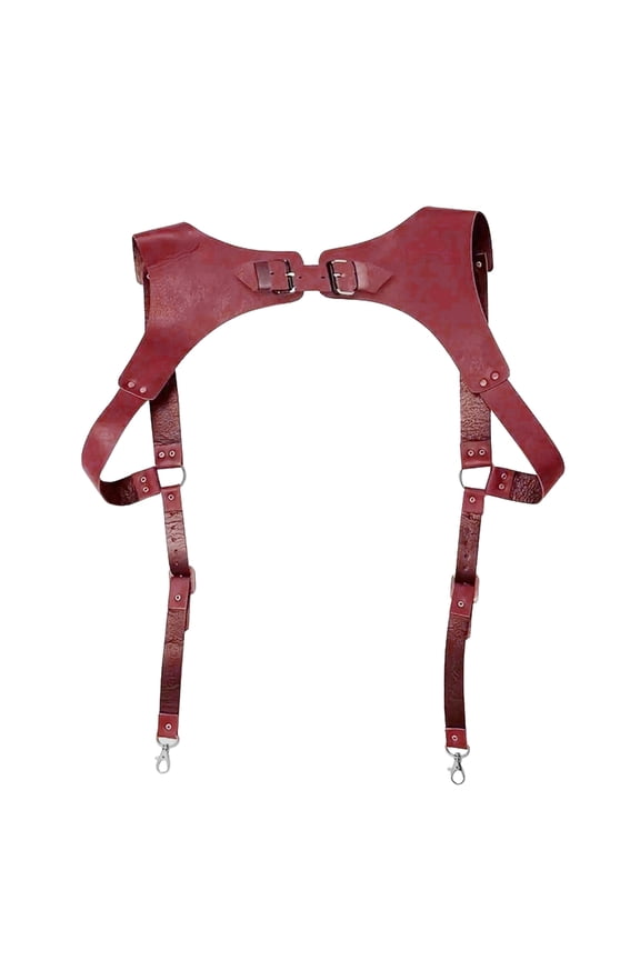 Punk Men Suspenders PU Leathers Harness Straps Gothic Garter Belts Adjustable