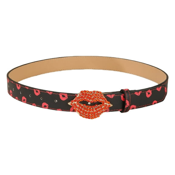 lanema Punk PU Waist Belt for Jean Heavy Duty Rhinestones Hip Hop Belt Waistband