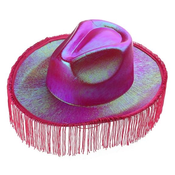 lanema Retro Fedora Hat Felt Cowboy Hat Dazzling Color Tassel Western Style Hat