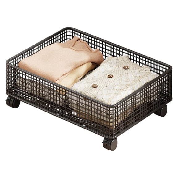 lanema Rolling Under Bed Storage Bin Ventilated Wire Basket For Home Organization