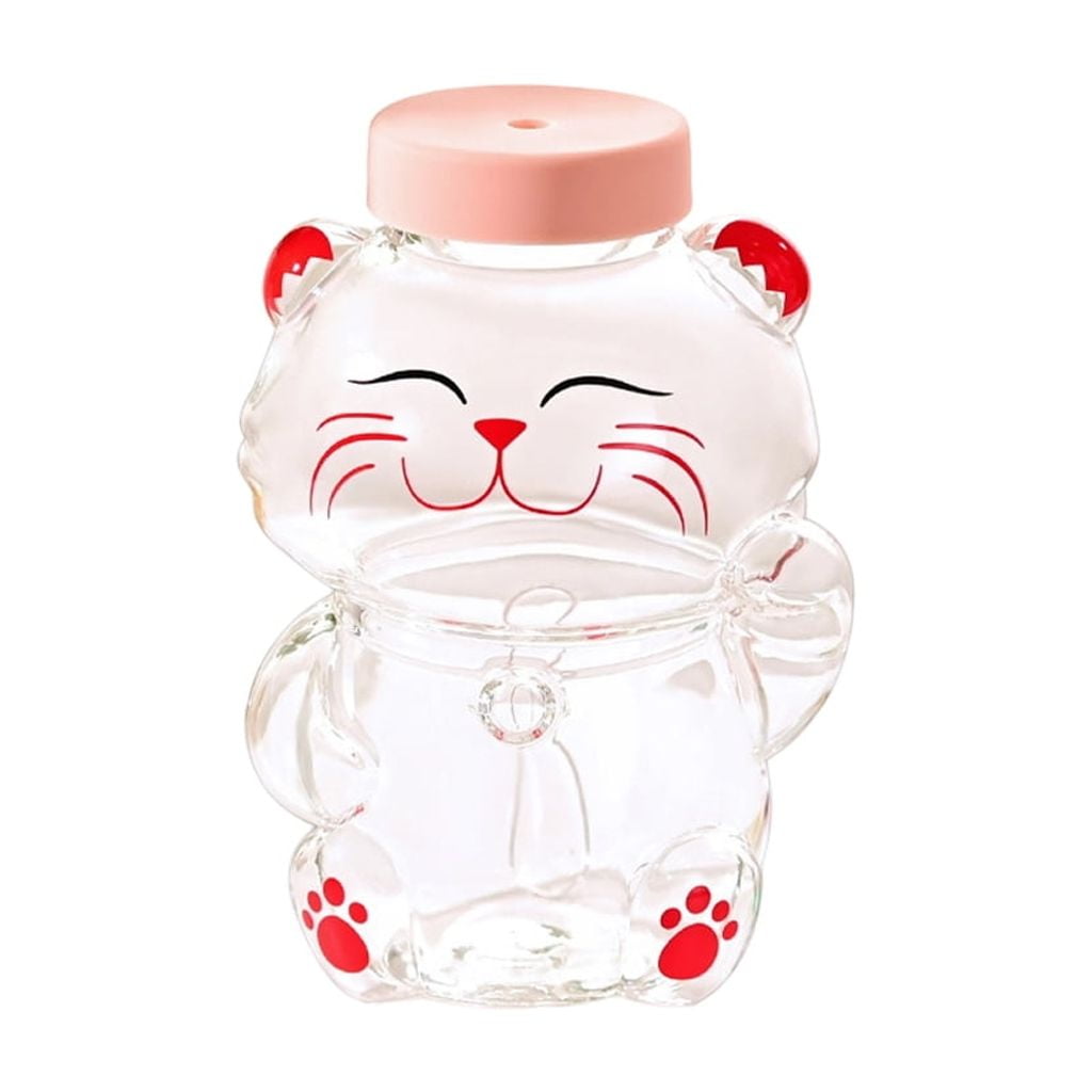 lanema Safe Glass Bear Cup With Straw Spill Resistant Cover For Kids Adults