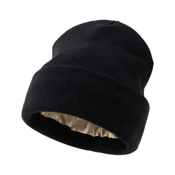 lanema Satins Oversized Knit Beanies For Men Women Soft Warm Winter Lined Hat