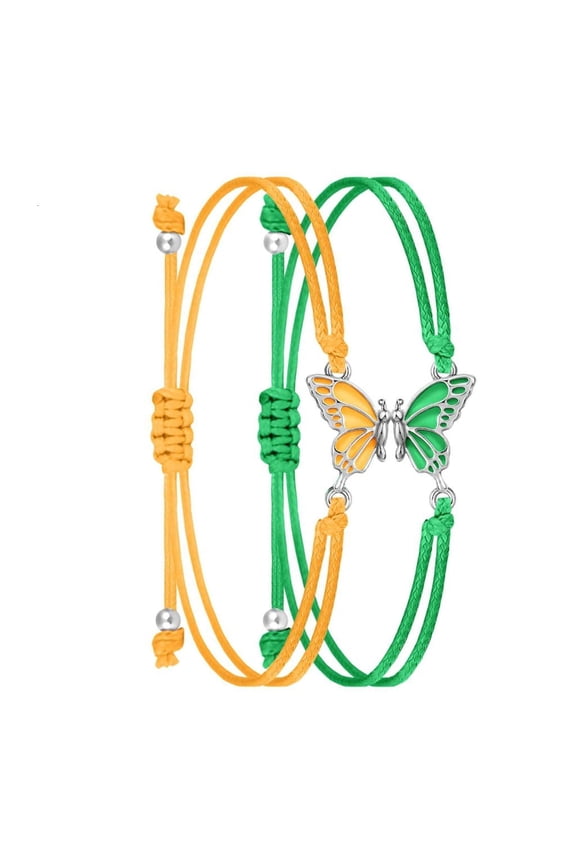 Set Of 2 Friendship Bracelets for Girls and Children Elegant Butterfly Charm Handchain Handmade Girlfriend Gifts