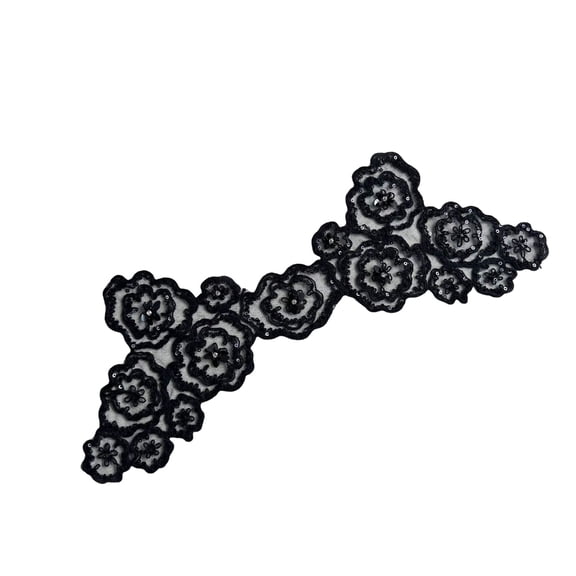 lanema Sewing On Glitters Sequins Fabric Patches Mesh Fabric Applique Clothes Decoration