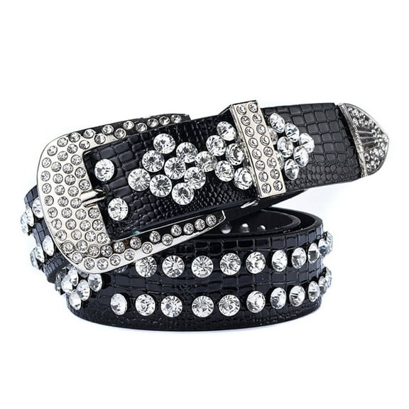 lanema Shinning Rhinestone Belt Women PU- Hot Girls Y2K Girls Belt for Jeans Men