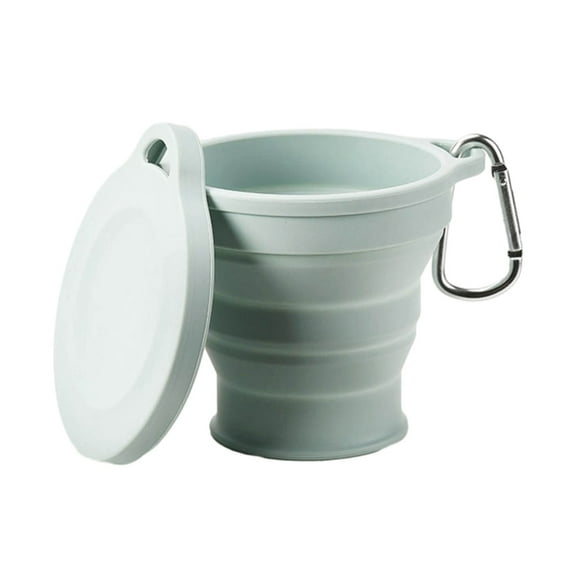lanema Silicone Collapsible Travel Mug Folding Camping Cup with Lid Carabiner Drinking