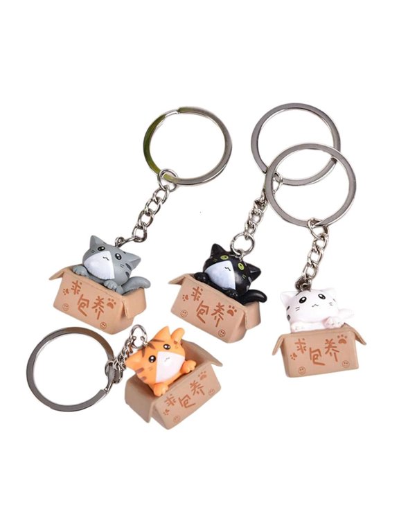 Small Happy Cats Keychain Lovely Animal Pendant Simple and Versatile Accessory Portable for Backpacks and Gifts