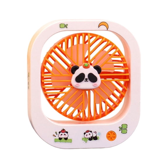 lanema Small Plastic Desktop Fan Square Shape Adorable Cartoon Style Energy Efficient Motor Ideal for Workstation Dorm Room