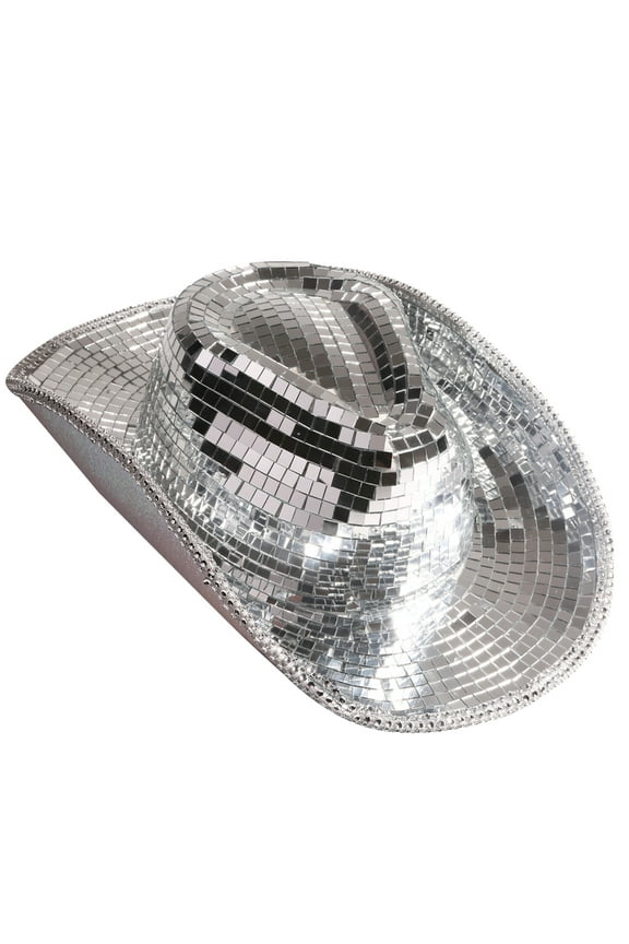 Sparkly Mirrored Cowboy Hat Reflective Disco Ball for Bachelorette Party Jazz Hat All-match for Club Stage Bar