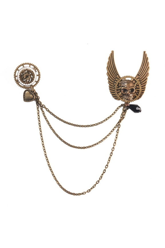Steampunk Brooch Gothic Gears Chain Wings Badge Retro Enamel Lapel Pins Lolita Accessories for