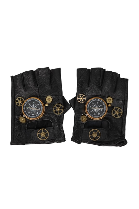 Steampunk Gloves with Compass Vintage Gloves for Cosers Victorian Industrial Age