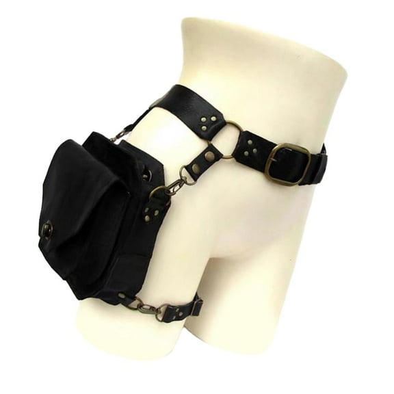 lanema Steampunk Waist Pack Thigh Bag Leather Fanny Bag Motorcycle Waist Belt Drop Leg