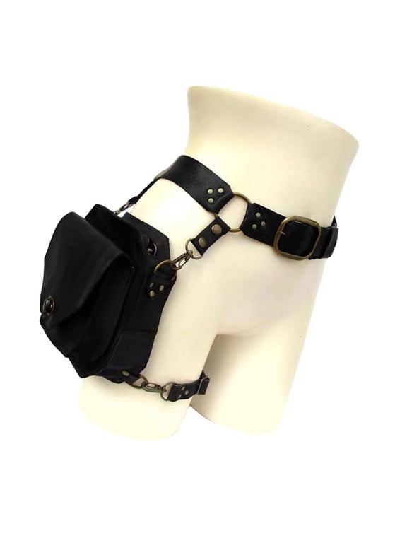 Steampunk Waist Pack Thigh Bag Leather Fanny Bag Motorcycle Waist Belt Drop Leg