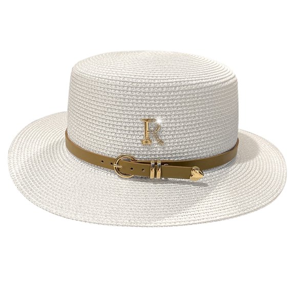lanema Straw Panama Hat Straw Flat Hat For Women Summer Sunhat Wide Brim Straw Hat Sunscreens Hat Summer Hat Pork Pie Hat