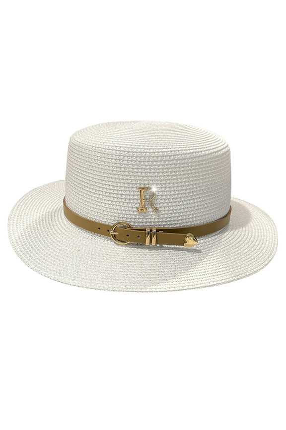Straw Panama Hat Straw Flat Hat For Women Summer Sunhat Wide Brim Straw Hat Sunscreens Hat Summer Hat Pork Pie Hat