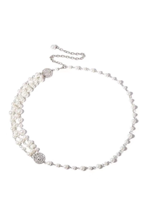 Streetwear Waist Belt Elegant Pearls for American Street Dance Music Festival