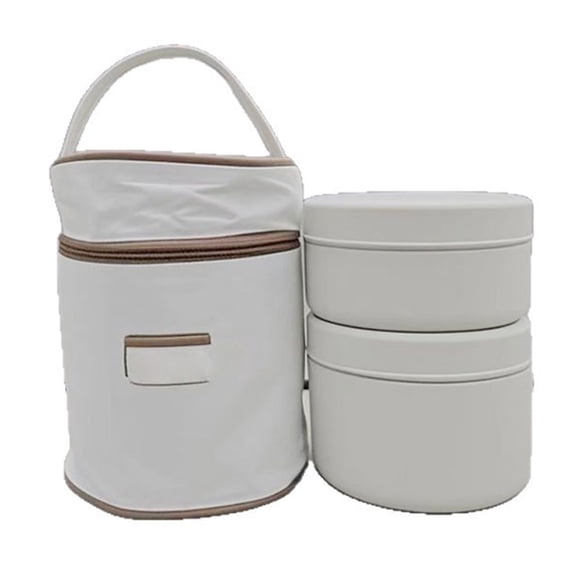 lanema Student Round Thermal Lunch Container Bentos Box Set With 2 Separate Stackable Compartments And Titaniums Construction