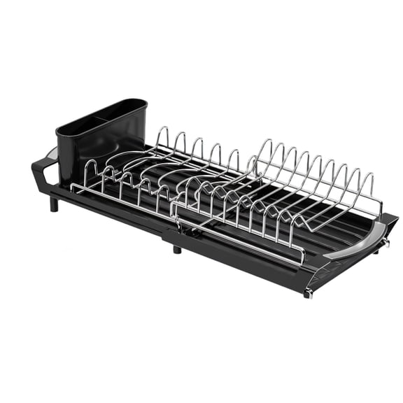 lanema Sturdy Double Deck Dish Rack Expands From 30cm To 49cm As Needed
