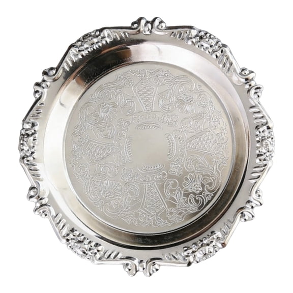 lanema Sturdy Iron Fruit and Snacks Tray Feature Delicate Embossing Display Plate Ideal for Parties Picnics and Daily Use