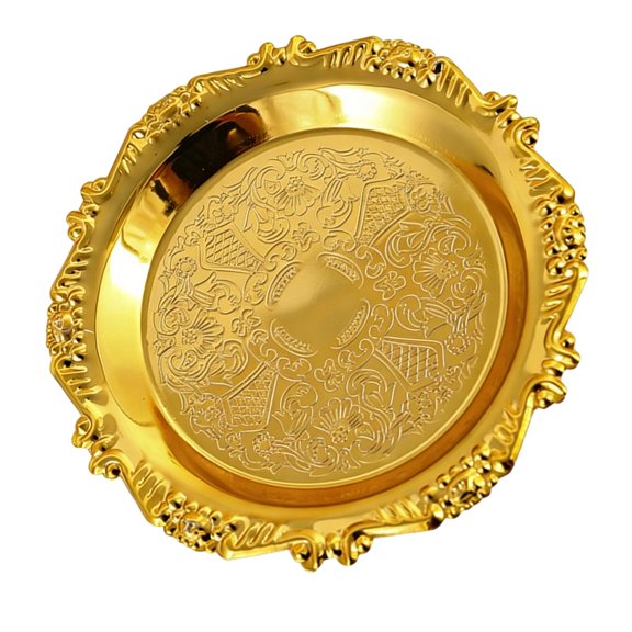lanema Sturdy Iron Fruit and Snacks Tray Feature Delicate Embossing Display Plate Ideal for Parties Picnics and Daily Use