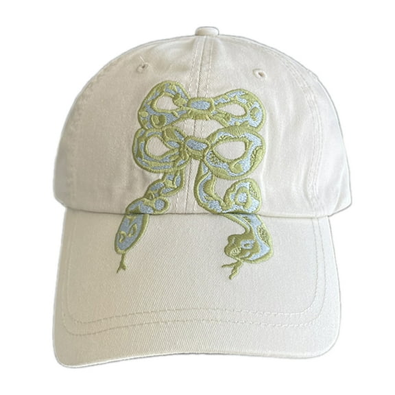 lanema Stylish Bowknot Cotton Hat for Girls Fashionable Snake Embroidery Teens Baseball Caps for Outdoor Activity and Travel