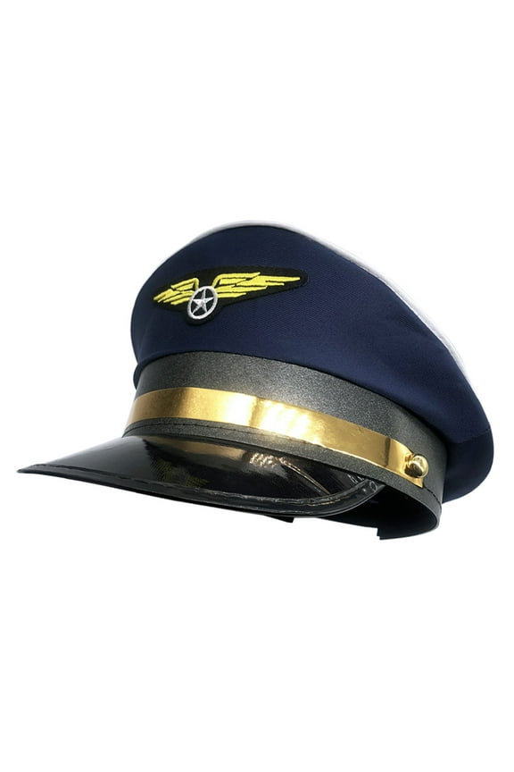 Stylish Captain Hat Pilot Hat Aviation Cap with Badge Adjustable Octagonal Hat