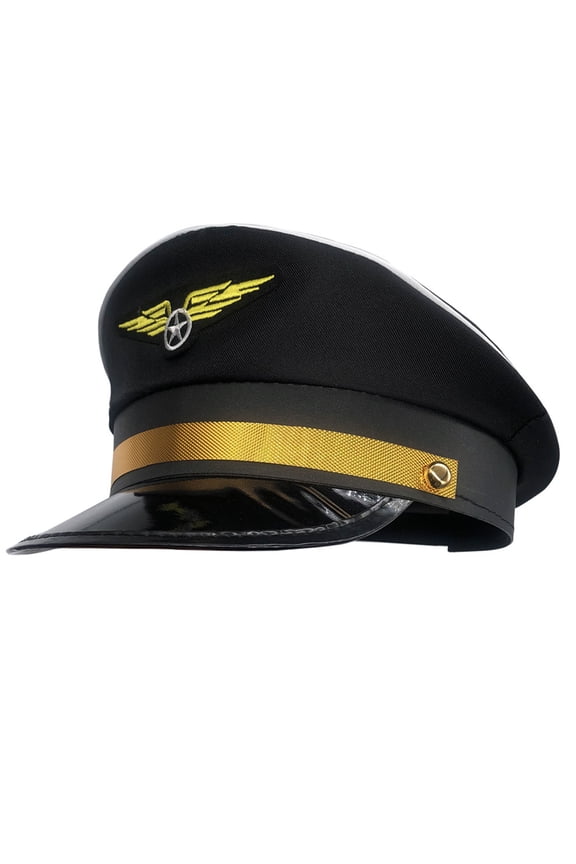 Stylish Captain Hat Pilot Hat Aviation Cap with Badge Adjustable Octagonal Hat
