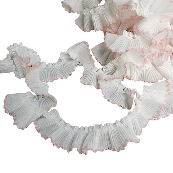 lanema Stylish Chiffon Ruffle Lace Trim 3cm Width Lace Trimming for Hairband Clothes