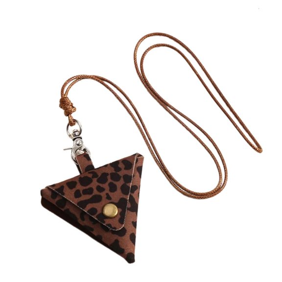 lanema Stylish Leather Neck Pouches Pendant Necklace for Earbuds and Change and Fashion Accessory for Daily Use